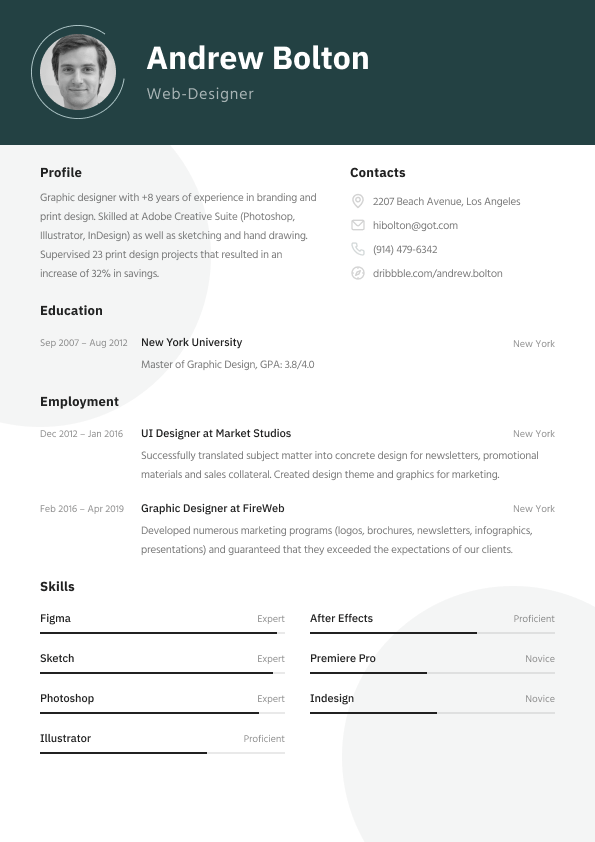 Modèle de CV - Simple