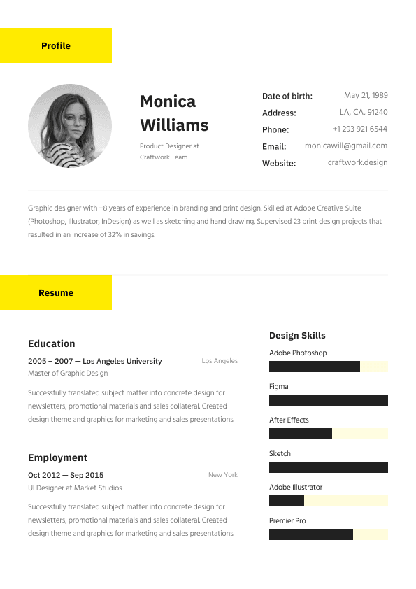 Modern CV template