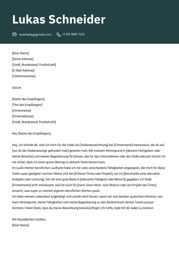 Professionelle Bewerbungsschreiben Vorlage für Bewerbungen