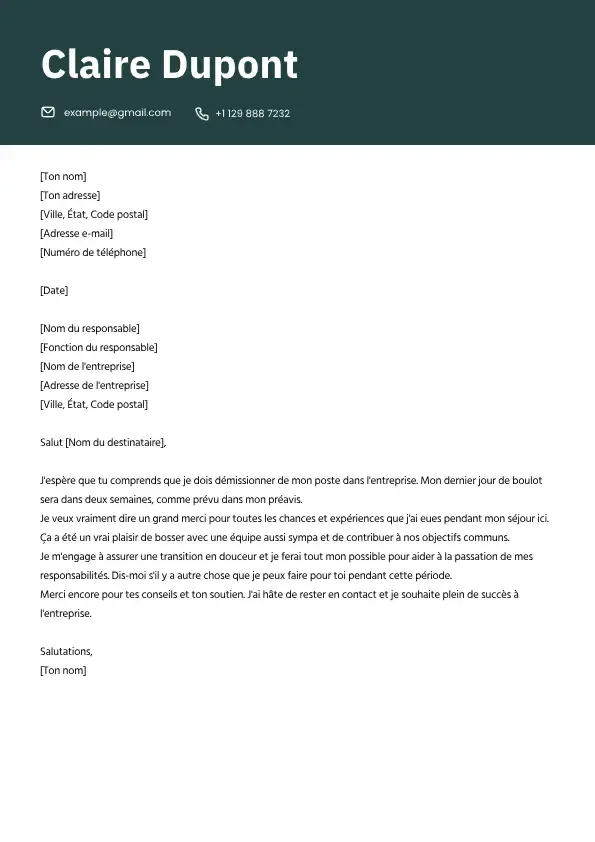 Lettre de démission