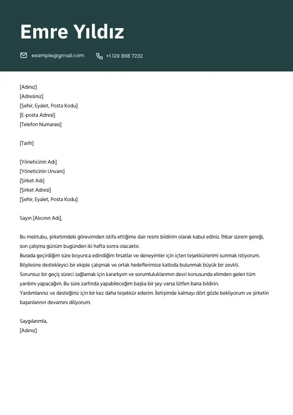 İstifa Dilekçesi