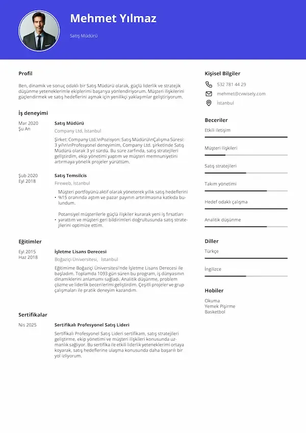 Basit özgeçmiş şablonu