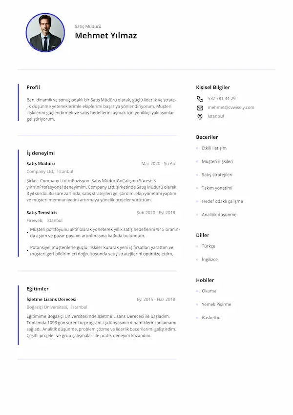 Basit ve modern özgeçmiş şablonu