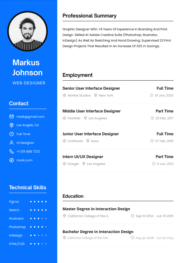 Simple CV template with photo