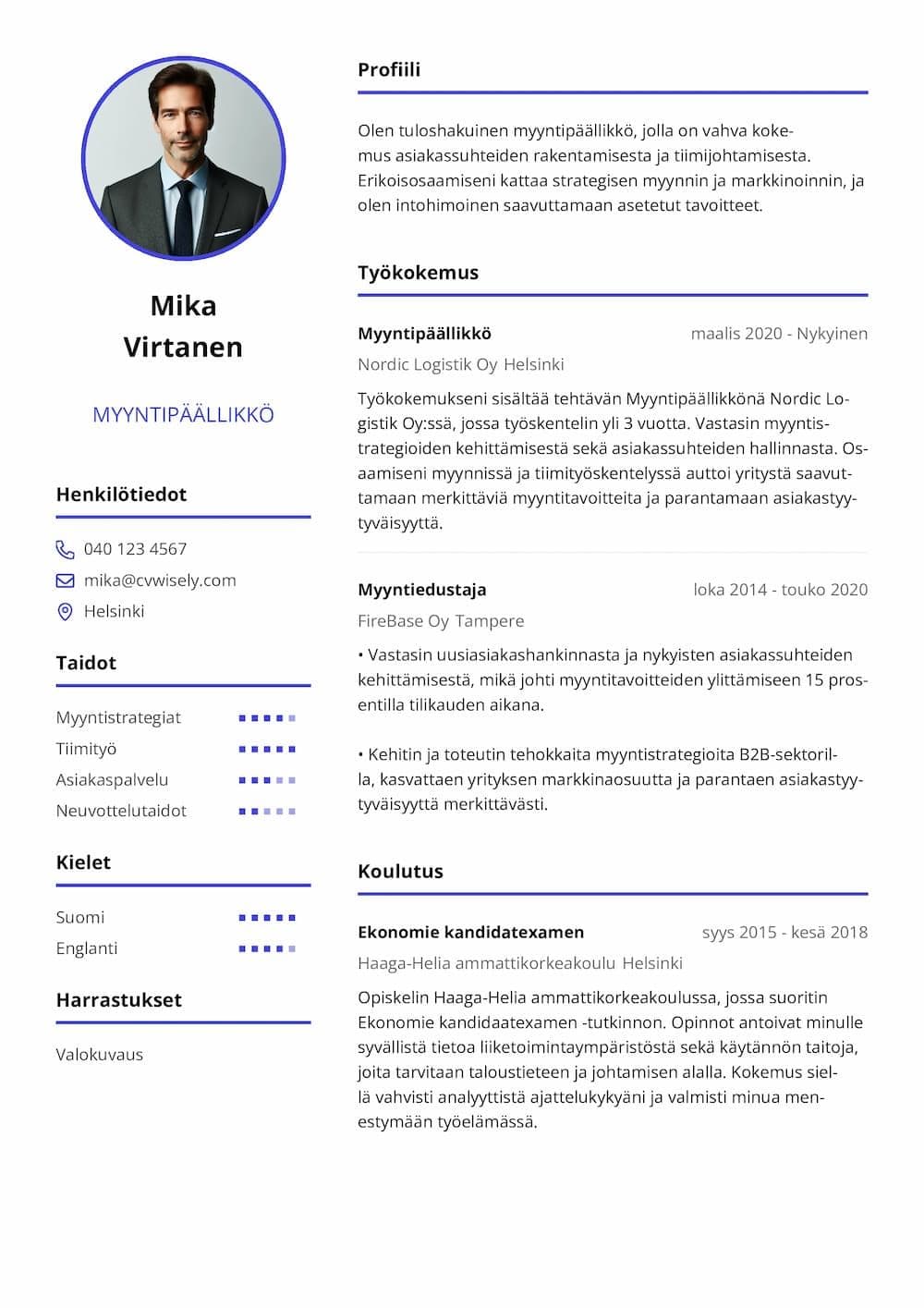Ammattimainen CV-pohja