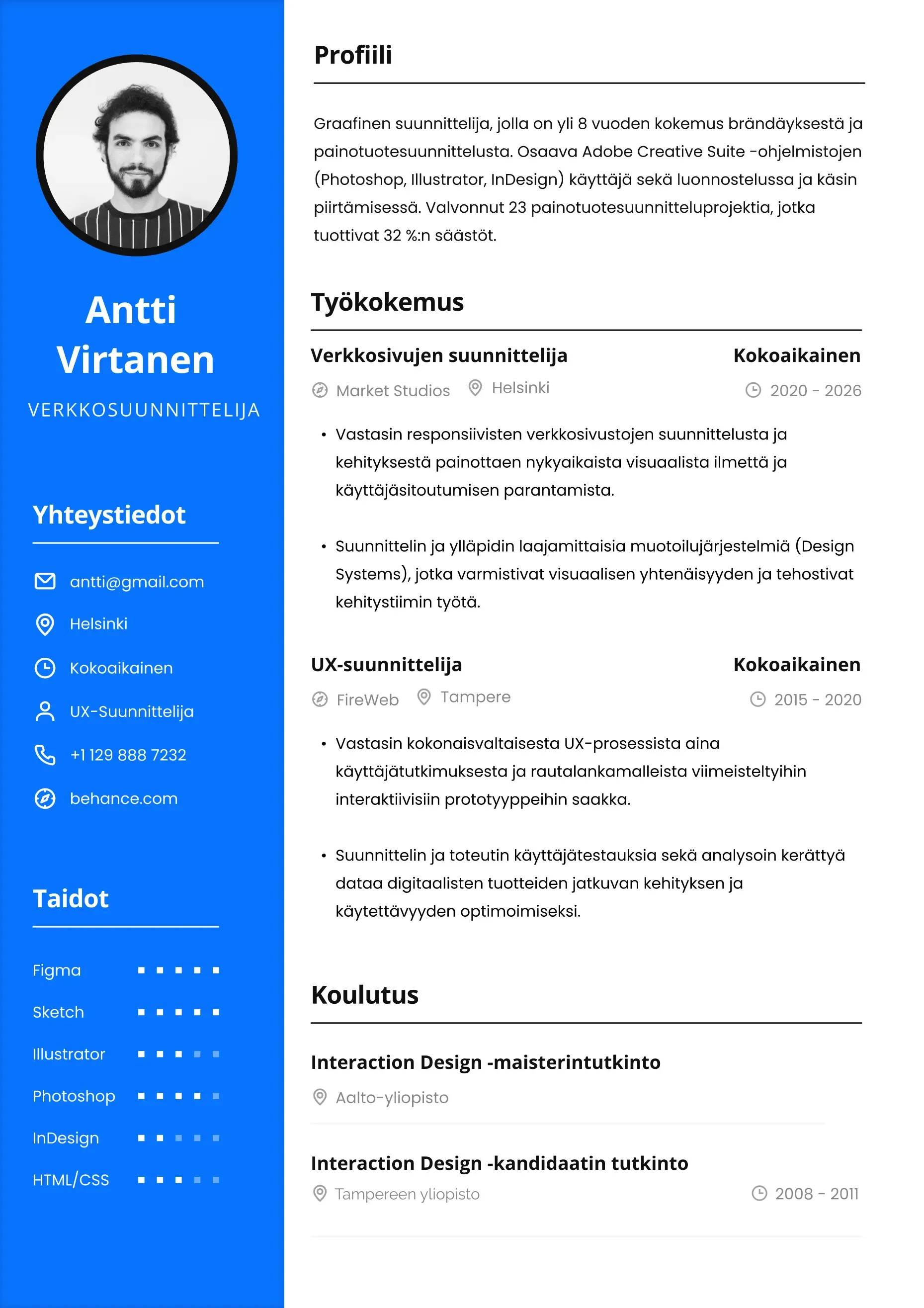 CV pohja ammattimaiseen työnhakuun