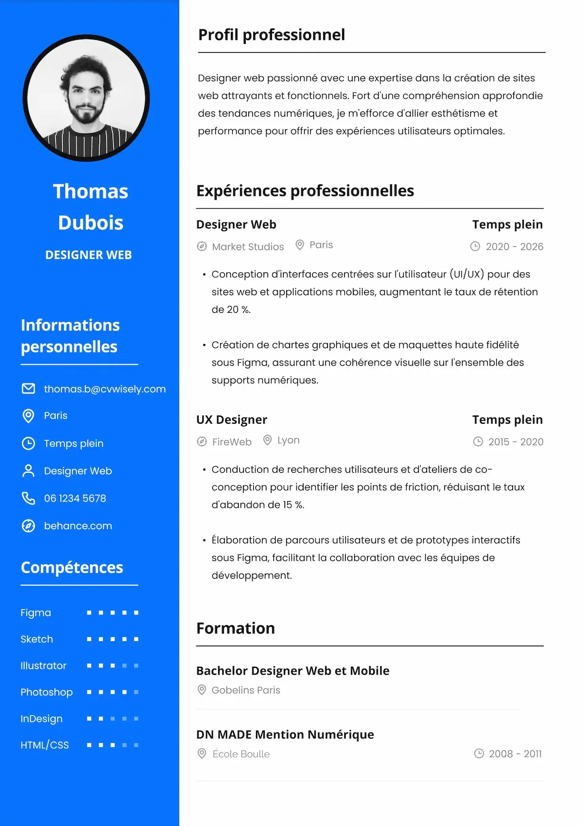 Modèle de CV classique mettant en valeur votre résumé de profil