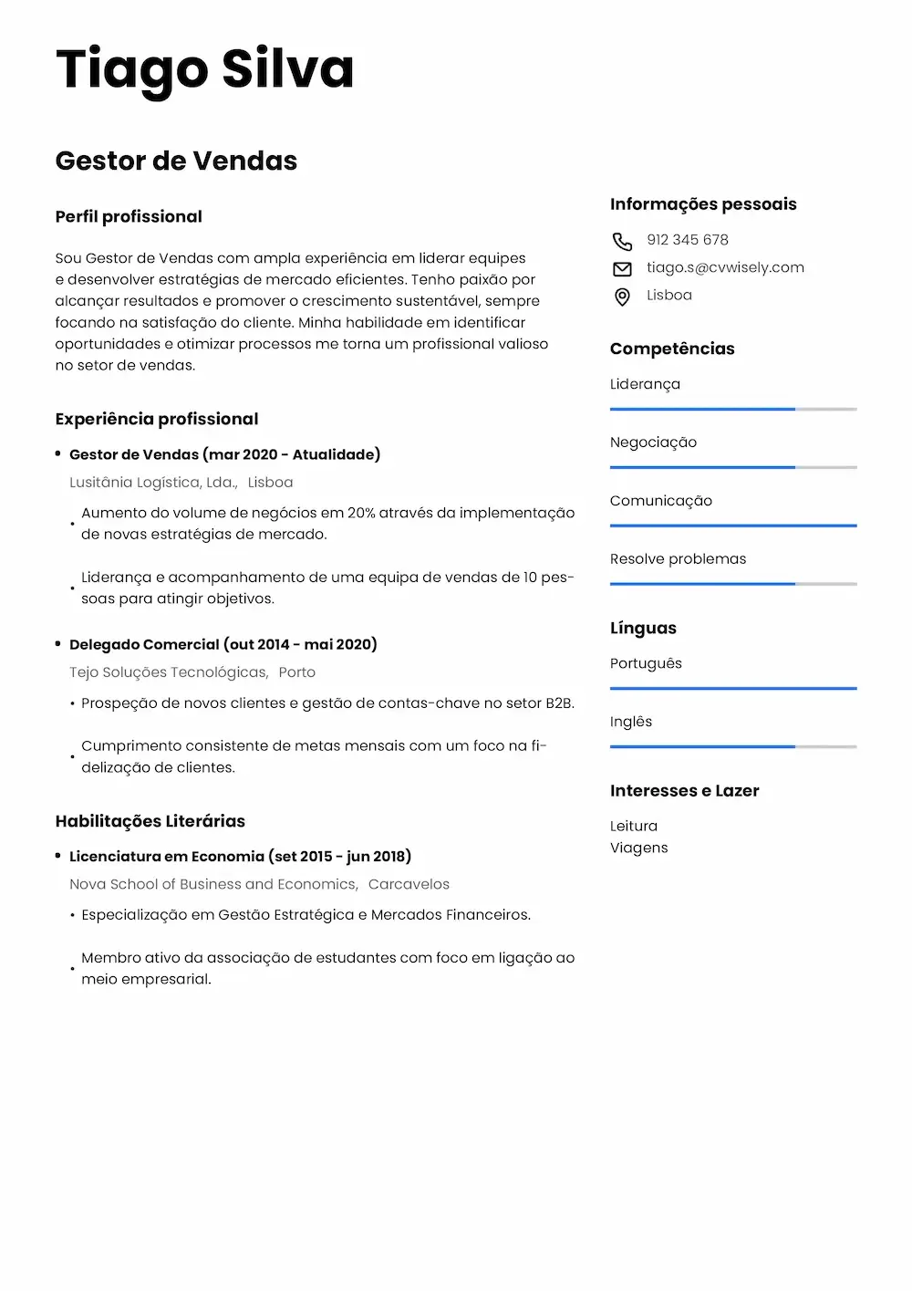 Modelo de Currículo Padrão