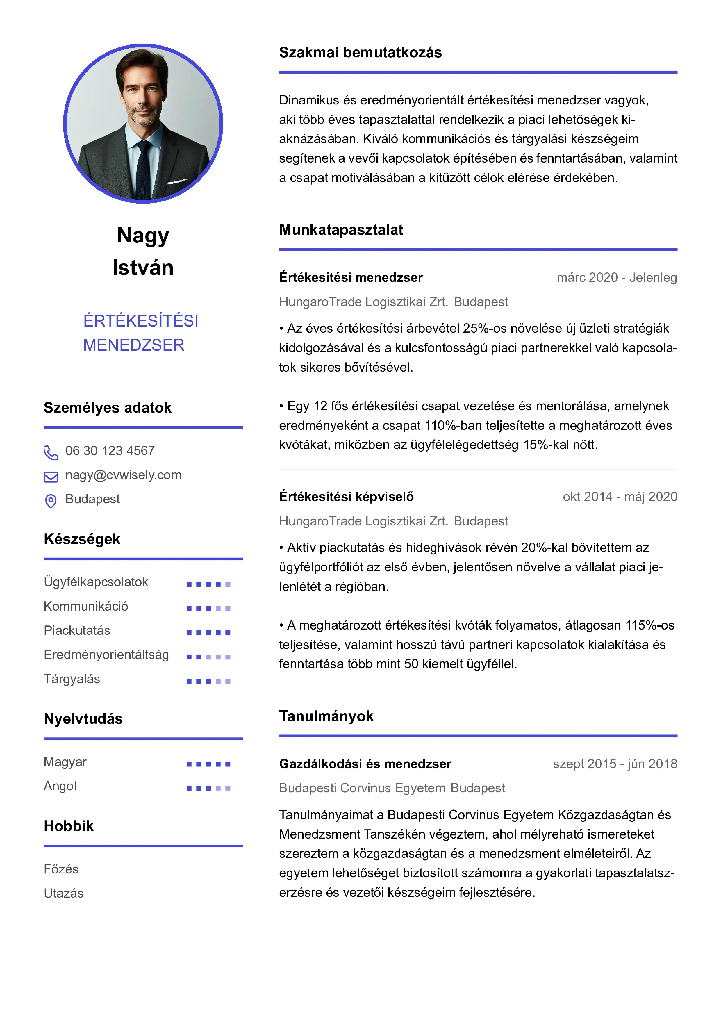 Egyszerű önéletrajz sablon PDF formátumban