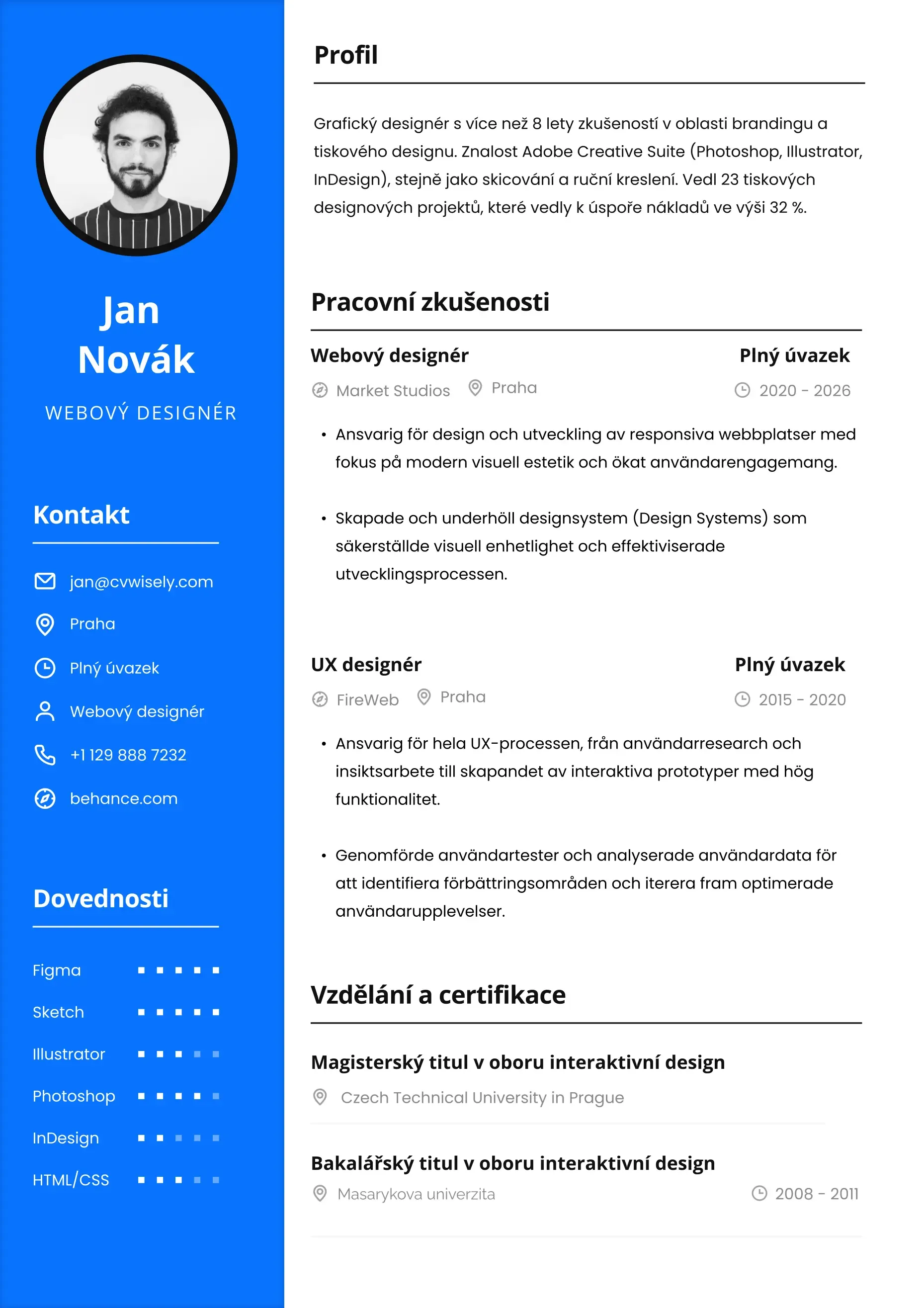 Profesionální CV šablona pro hledání práce