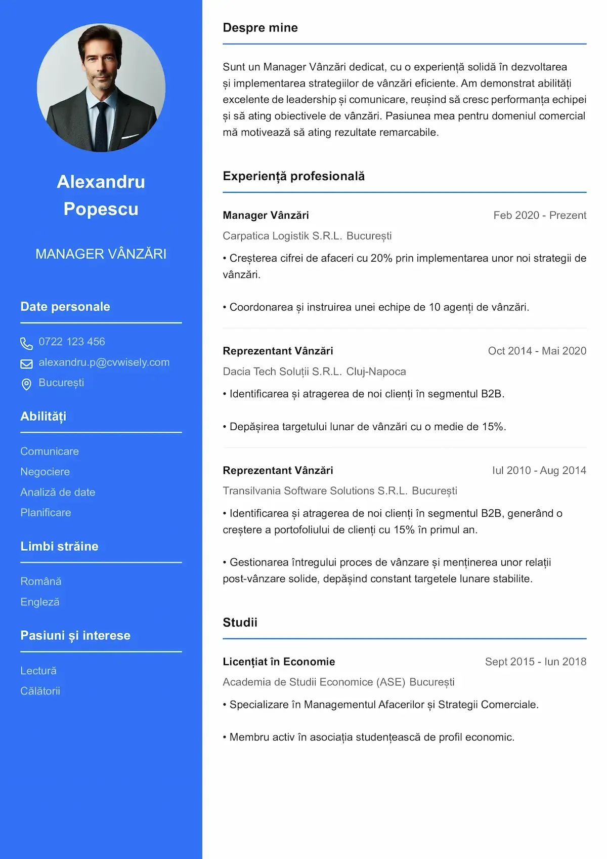 Model de CV profesional