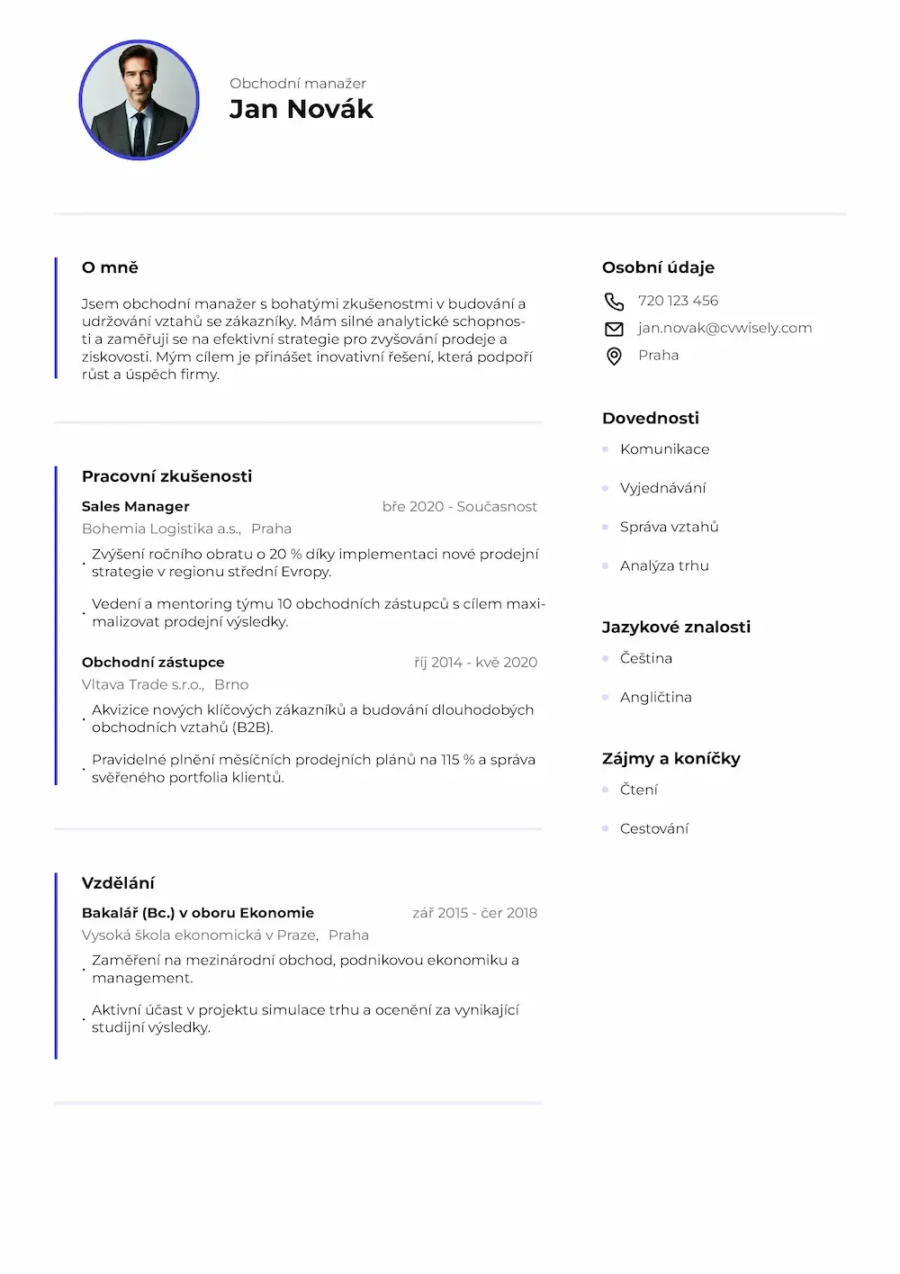 Moderní a jednoduchá šablona životopisu