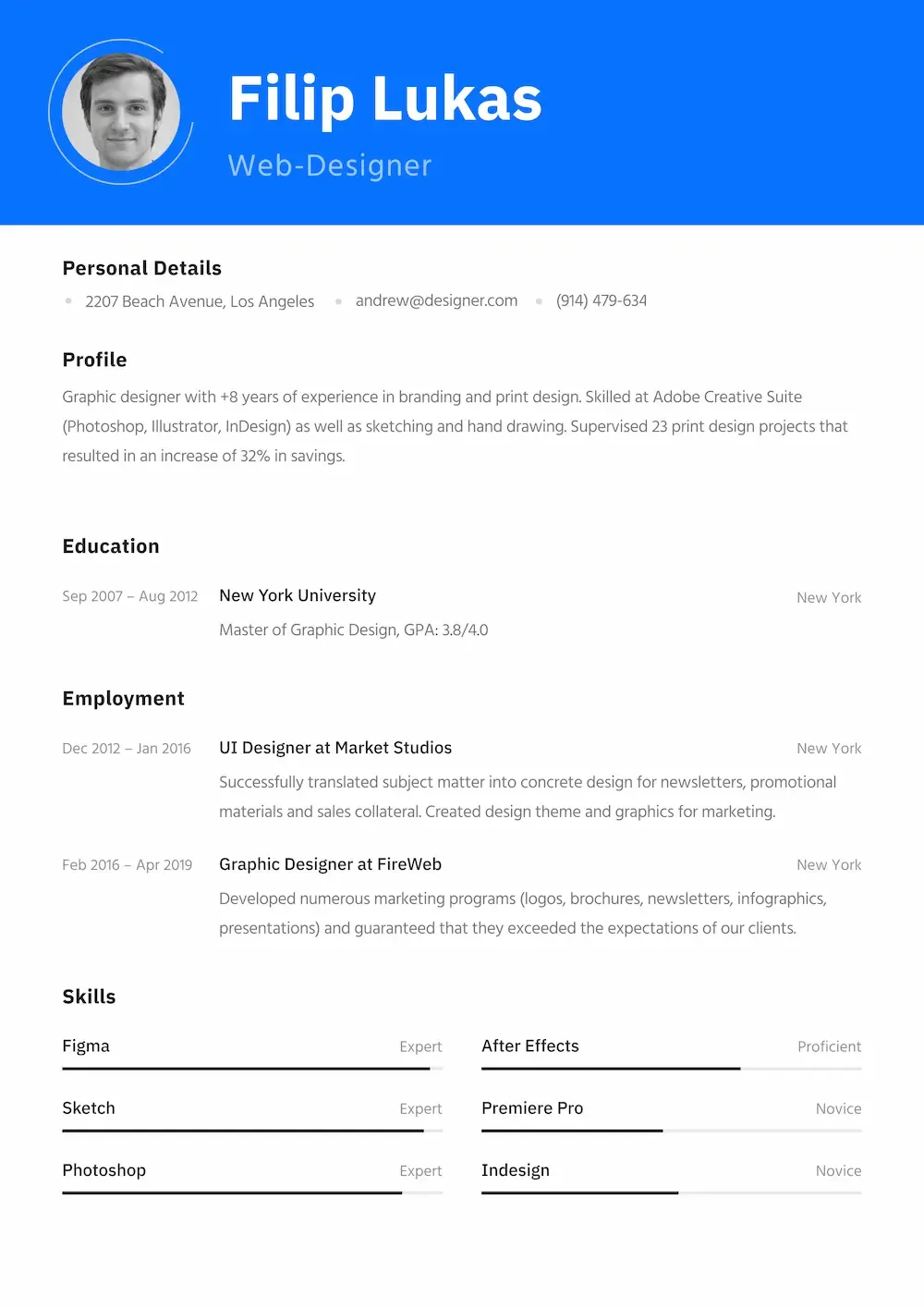 Professional CV template
