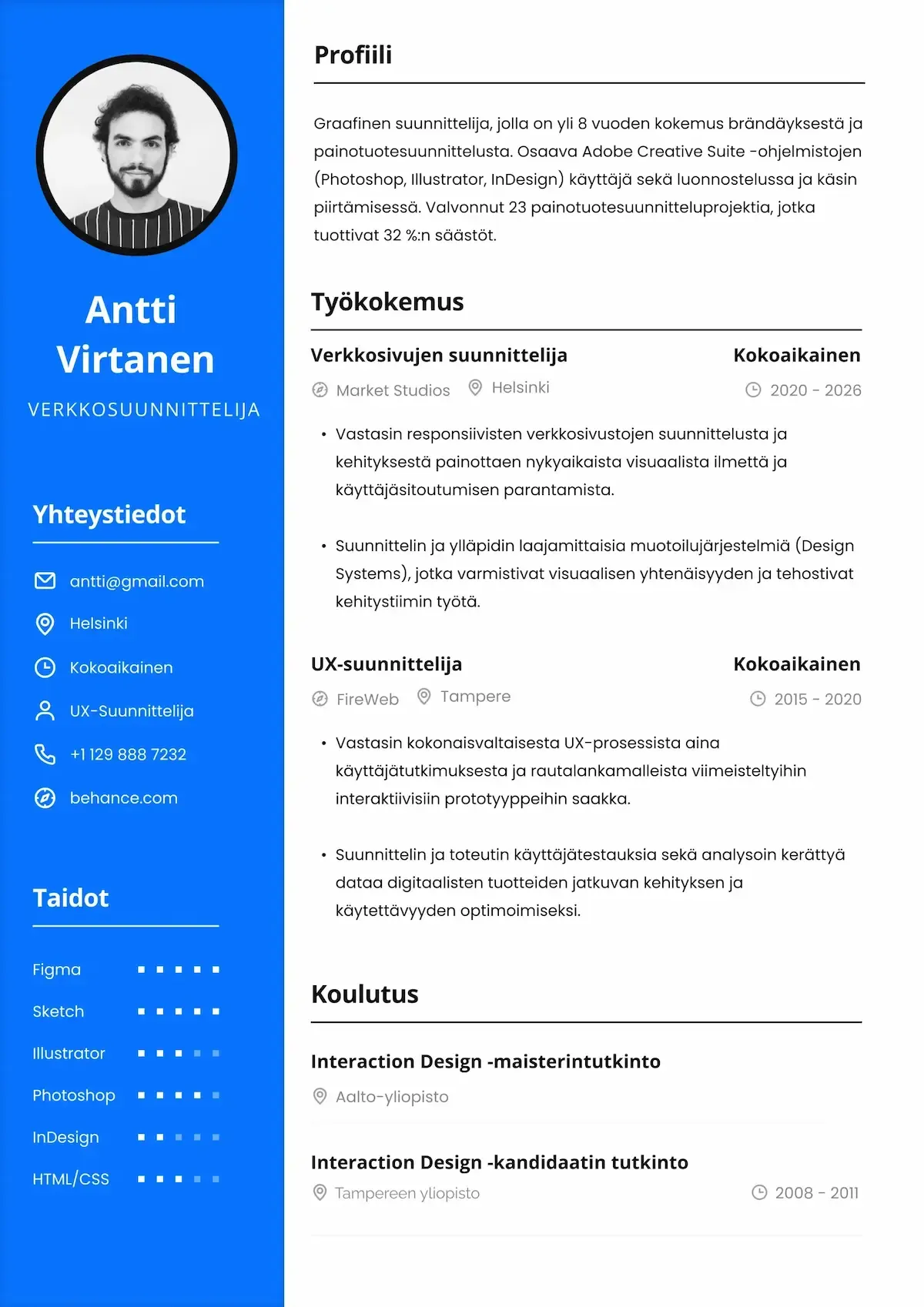CV pohja ammattimaiseen työnhakuun