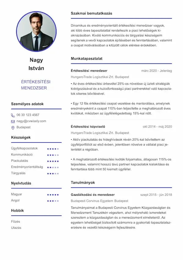 Modern minimalista önéletrajz sablon