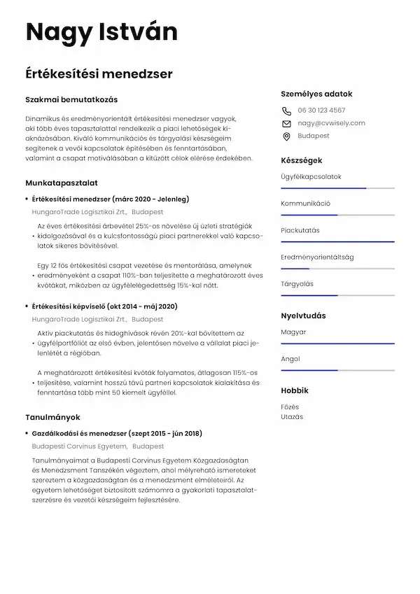 Modern önéletrajz sablon