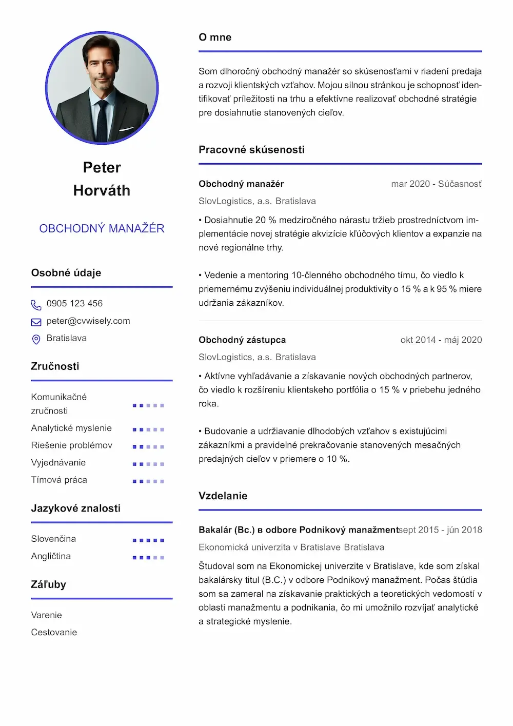 Moderná minimalistická šablóna životopisu