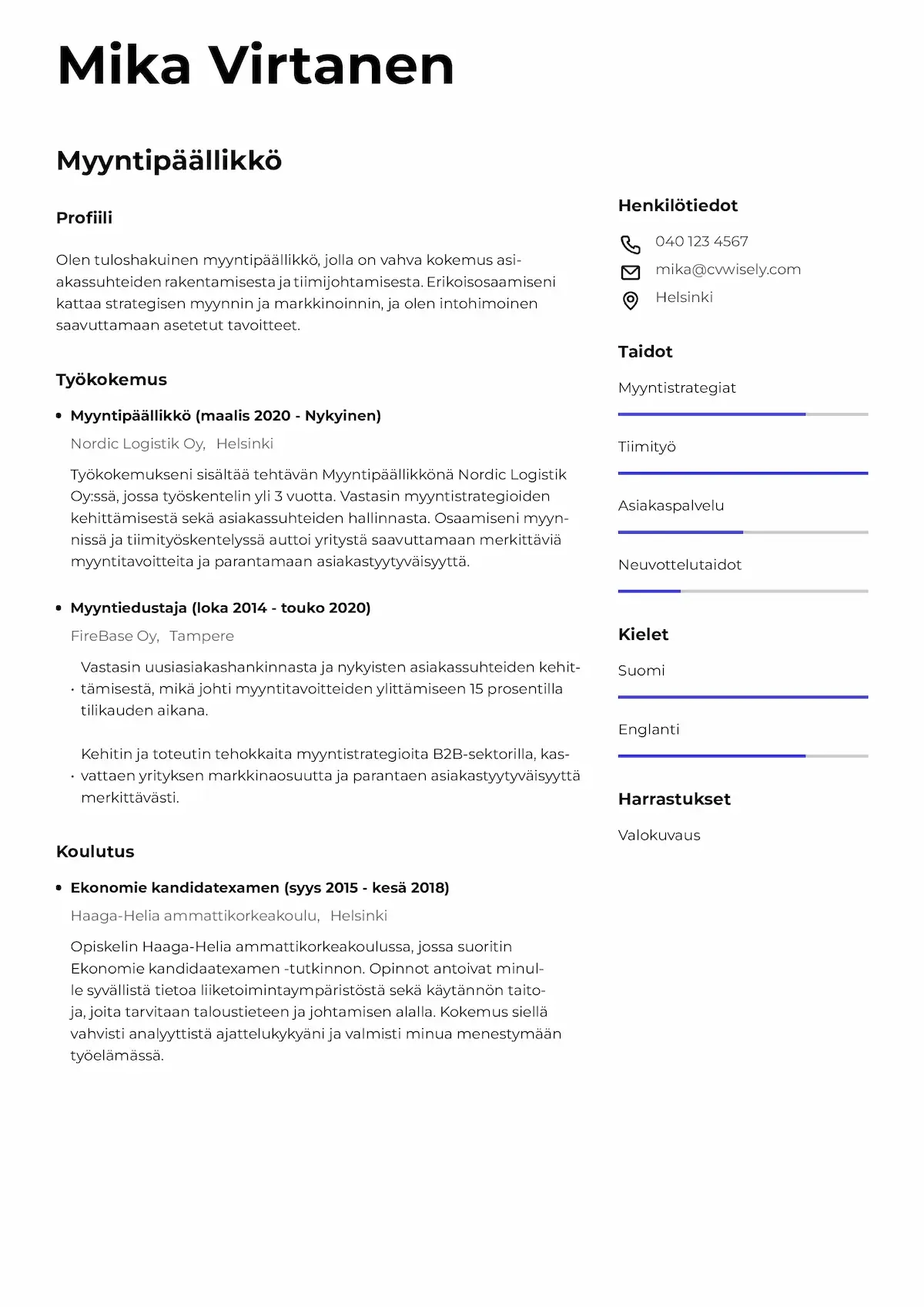 Moderni CV-pohja