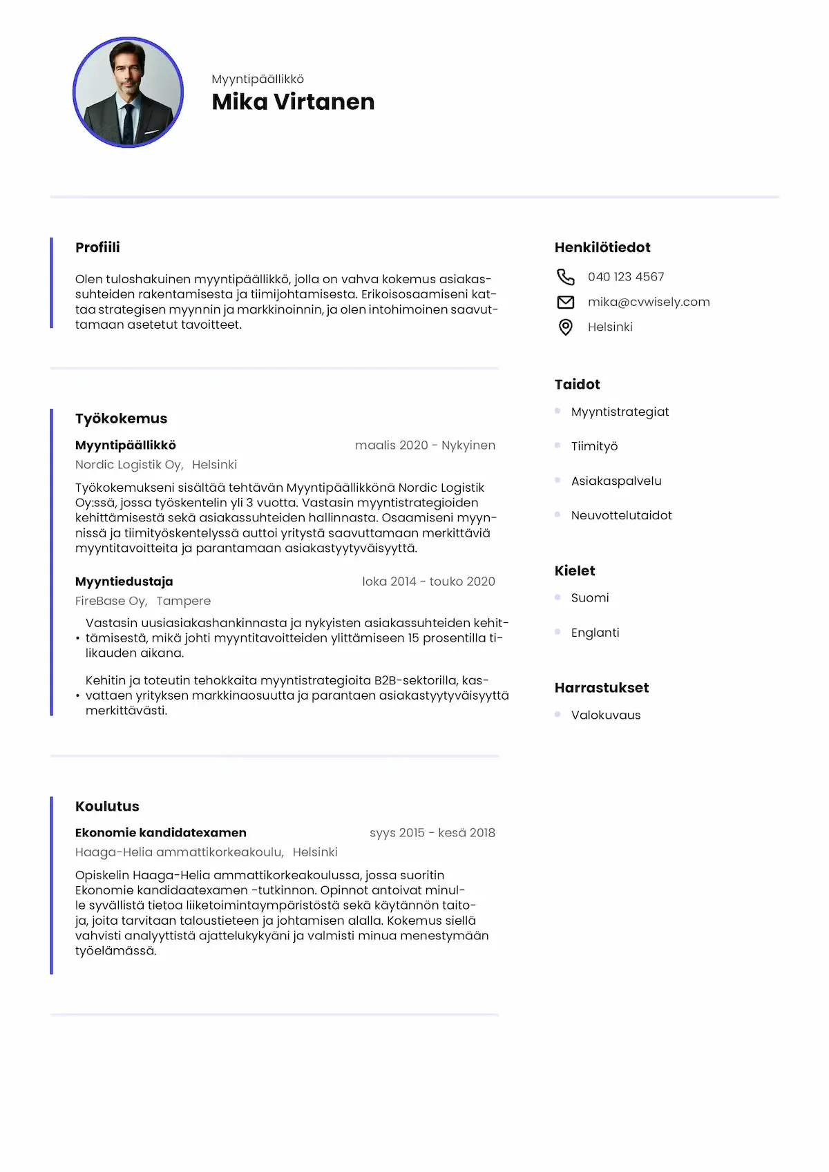 Yksinkertainen CV-pohja
